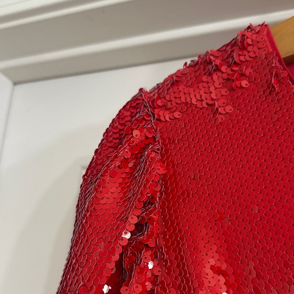 INC International Concepts Women's Vibrant Red Sequin Blouse - Picture 7 of 11